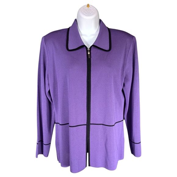 Misook Jacket M Womens Purple Exclusively Basic Cardigan Unlined Zip Solid Full - Picture 1 of 3